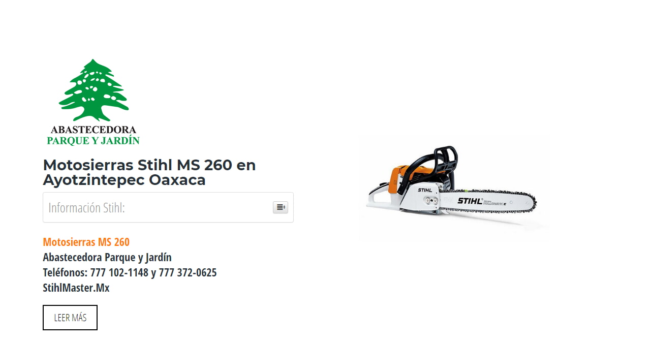 Motosierras Stihl MS 260 en Ayotzintepec Oaxaca en Stihl Master contamos con más de 48 Motosierras listas para distribuirse en Oaxaca y todo México.