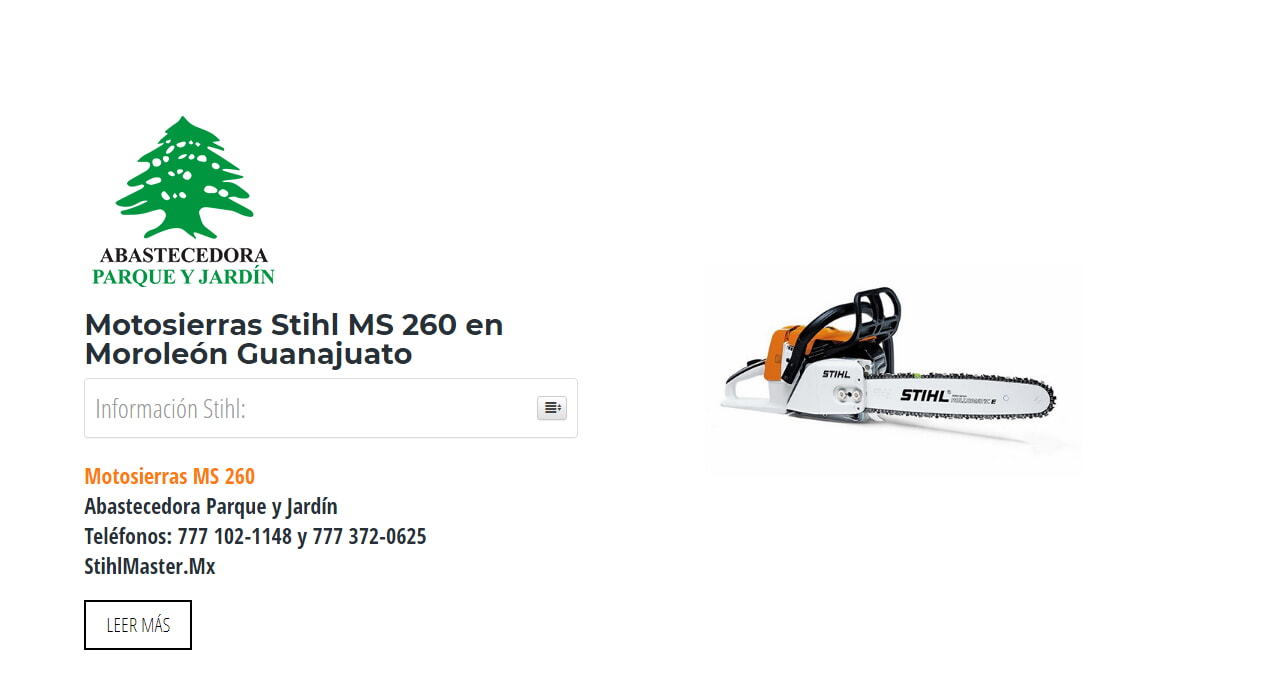 Motosierras Stihl MS 260 en Moroleón Guanajuato en Stihl Master contamos con más de 48 Motosierras listas para distribuirse en Guanajuato y todo México.