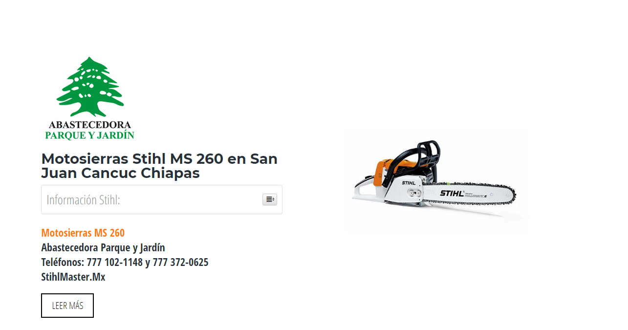 Motosierras Stihl MS 260 en San Juan Cancuc Chiapas en Stihl Master contamos con más de 52 Motosierras listas para distribuirse en Chiapas y todo México.