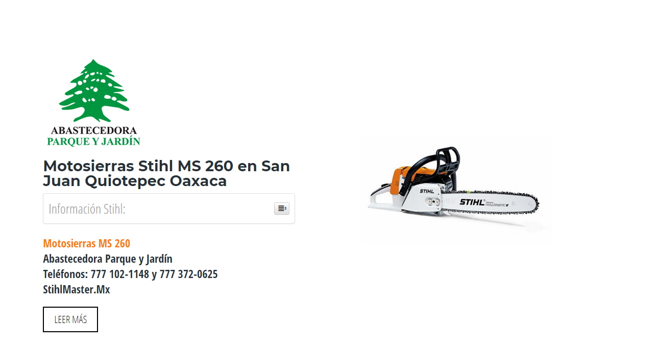Motosierras Stihl MS 260 en San Juan Quiotepec Oaxaca en Stihl Master contamos con más de 54 Motosierras listas para distribuirse en Oaxaca y todo México.