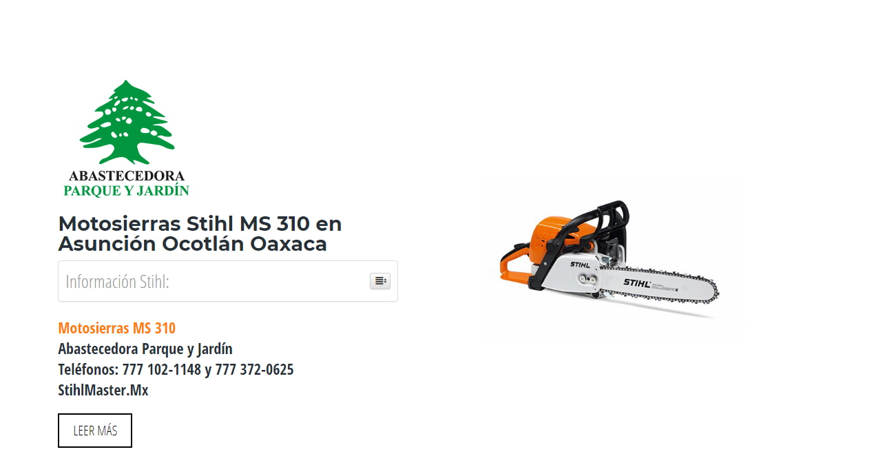Motosierras Stihl MS 310 en Asunción Ocotlán Oaxaca en Stihl Master contamos con más de 52 Motosierras listas para distribuirse en Oaxaca y todo México.