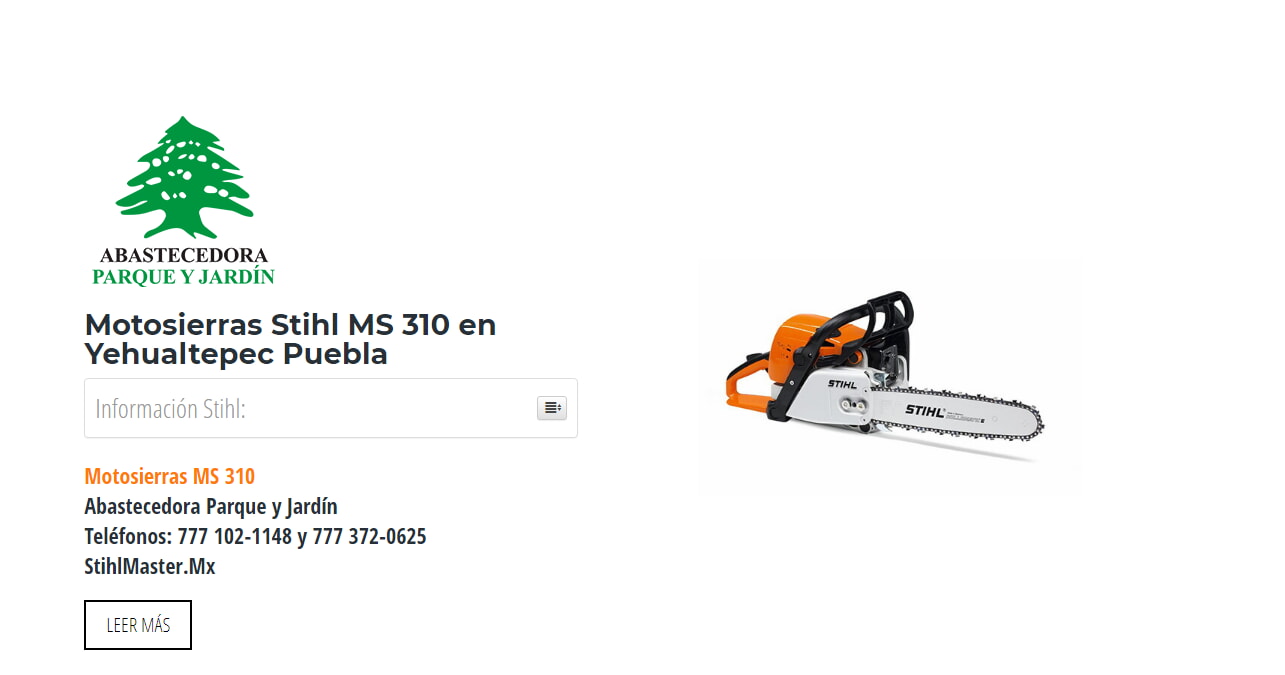 Motosierras Stihl MS 310 en Yehualtepec Puebla en Stihl Master contamos con más de 47 Motosierras listas para distribuirse en Puebla y todo México.