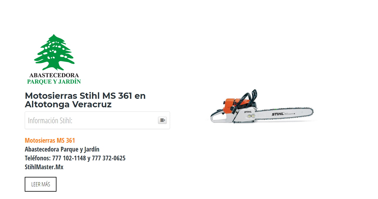 Motosierras Stihl MS 361 en Altotonga Veracruz en Stihl Master contamos con más de 47 Motosierras listas para distribuirse en Veracruz y todo México.