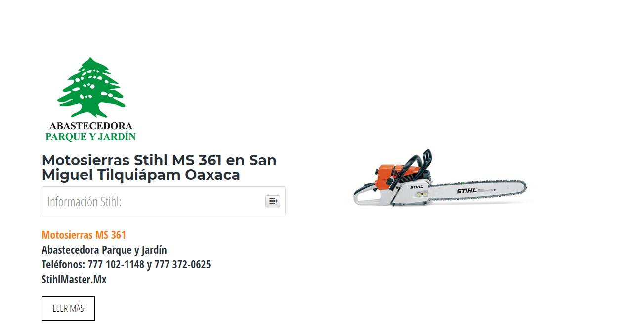 Motosierras Stihl MS 361 en San Miguel Tilquiápam Oaxaca en Stihl Master contamos con más de 57 Motosierras listas para distribuirse en Oaxaca y todo México.