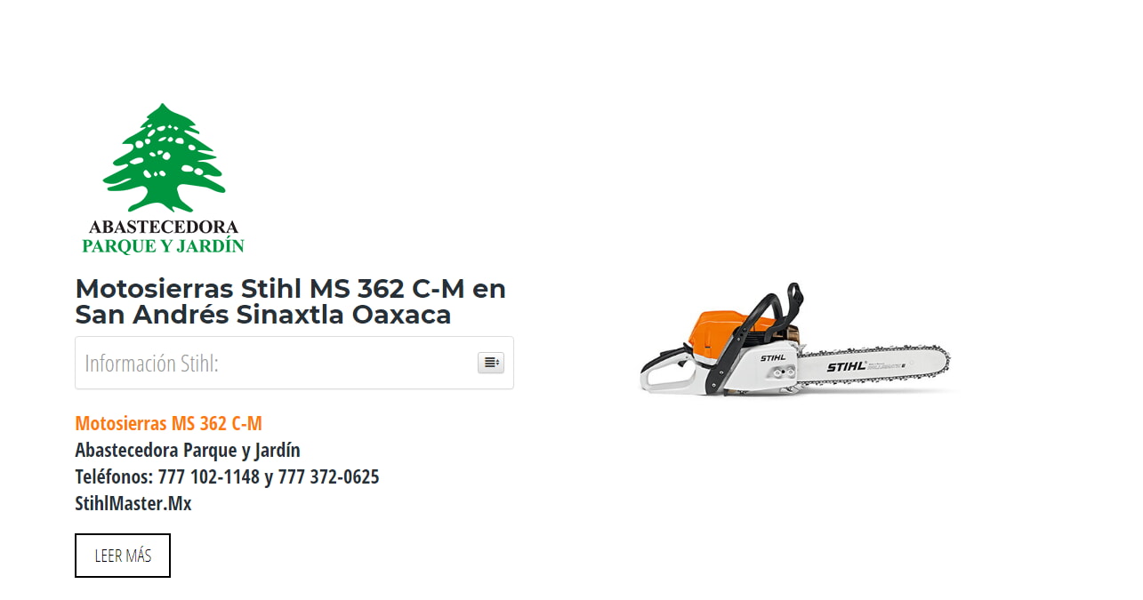 Motosierras Stihl MS 362 C-M en San Andrés Sinaxtla Oaxaca en Stihl Master contamos con más de 59 Motosierras listas para distribuirse en Oaxaca y todo México.