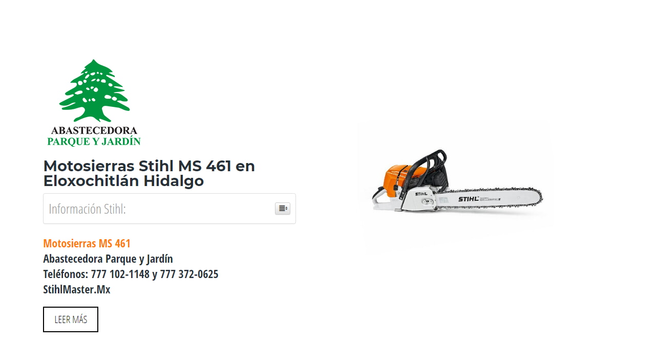 Motosierras Stihl MS 461 en Eloxochitlán Hidalgo en Stihl Master contamos con más de 49 Motosierras listas para distribuirse en Hidalgo y todo México.