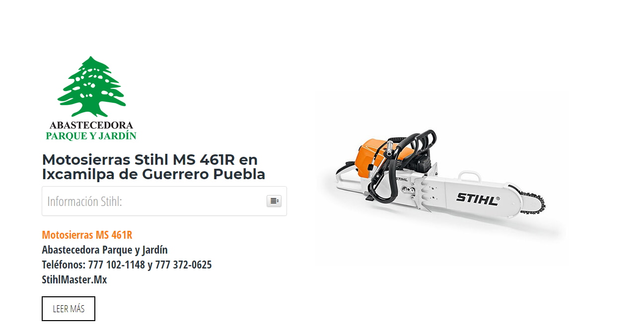 Motosierras Stihl MS 461R en Ixcamilpa de Guerrero Puebla en Stihl Master contamos con más de 58 Motosierras listas para distribuirse en Puebla y todo México.