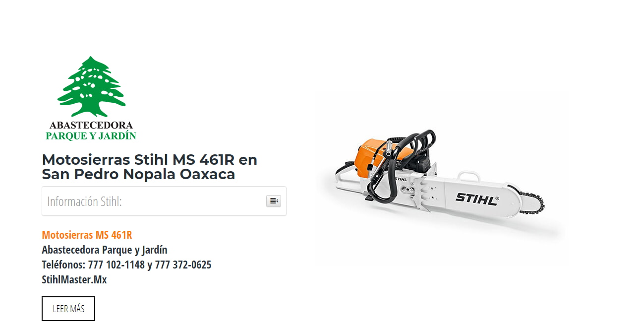 Motosierras Stihl MS 461R en San Pedro Nopala Oaxaca en Stihl Master contamos con más de 53 Motosierras listas para distribuirse en Oaxaca y todo México.
