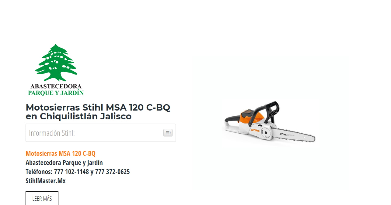 Motosierras Stihl MSA 120 C-BQ en Chiquilistlán Jalisco en Stihl Master contamos con más de 56 Motosierras listas para distribuirse en Jalisco y todo México.