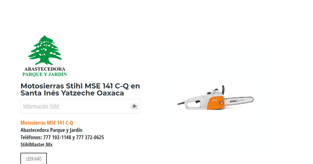 Motosierras Stihl MSE 141 C-Q en Santa Inés Yatzeche Oaxaca en Stihl Master contamos con más de 60 Motosierras listas para distribuirse en Oaxaca y todo México.