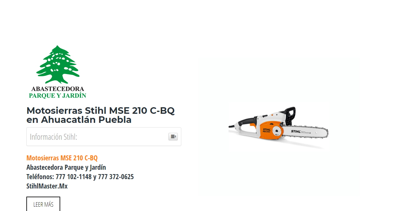 Motosierras Stihl MSE 210 C-BQ en Ahuacatlán Puebla en Stihl Master contamos con más de 52 Motosierras listas para distribuirse en Puebla y todo México.