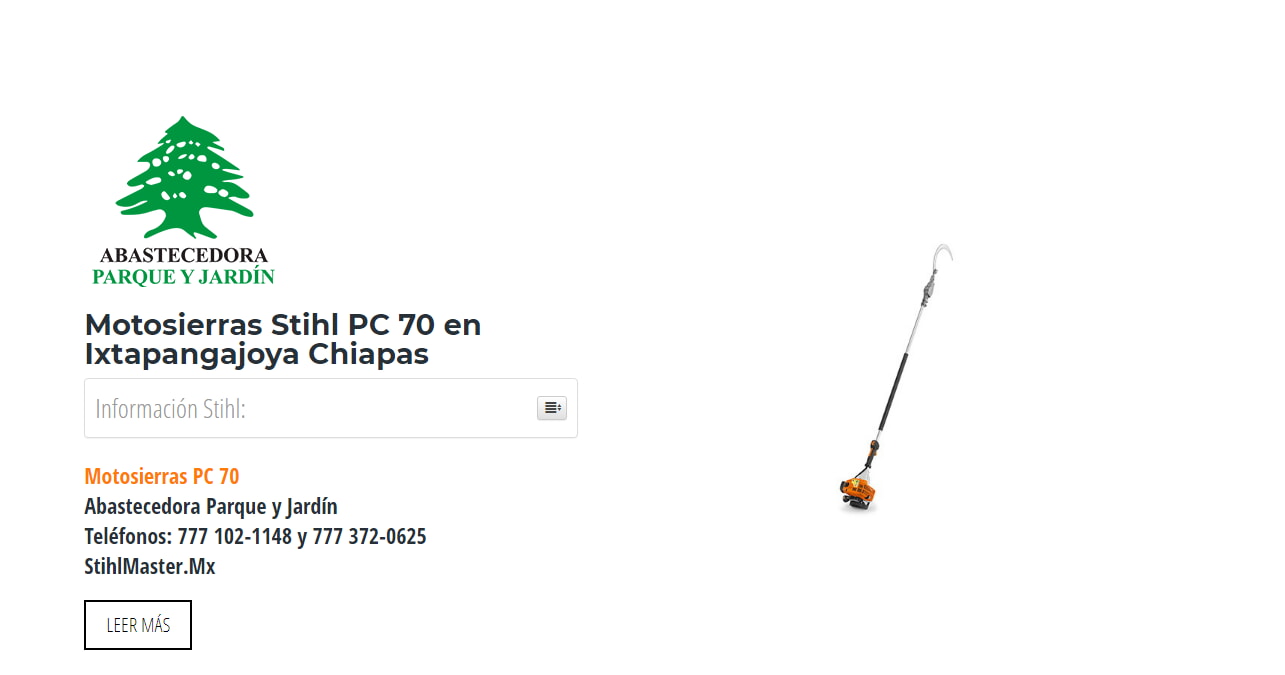 Motosierras Stihl PC 70 en Ixtapangajoya Chiapas en Stihl Master contamos con más de 49 Motosierras listas para distribuirse en Chiapas y todo México.