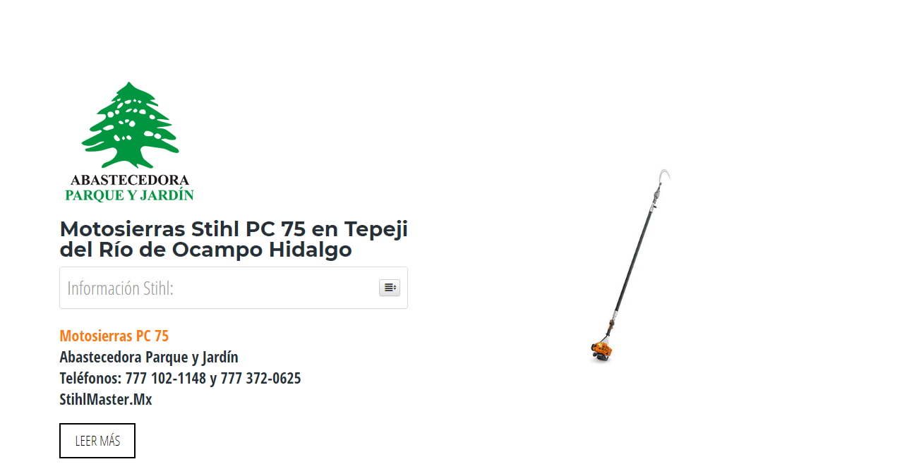 Motosierras Stihl PC 75 en Tepeji del Río de Ocampo Hidalgo en Stihl Master contamos con más de 60 Motosierras listas para distribuirse en Hidalgo y todo México.