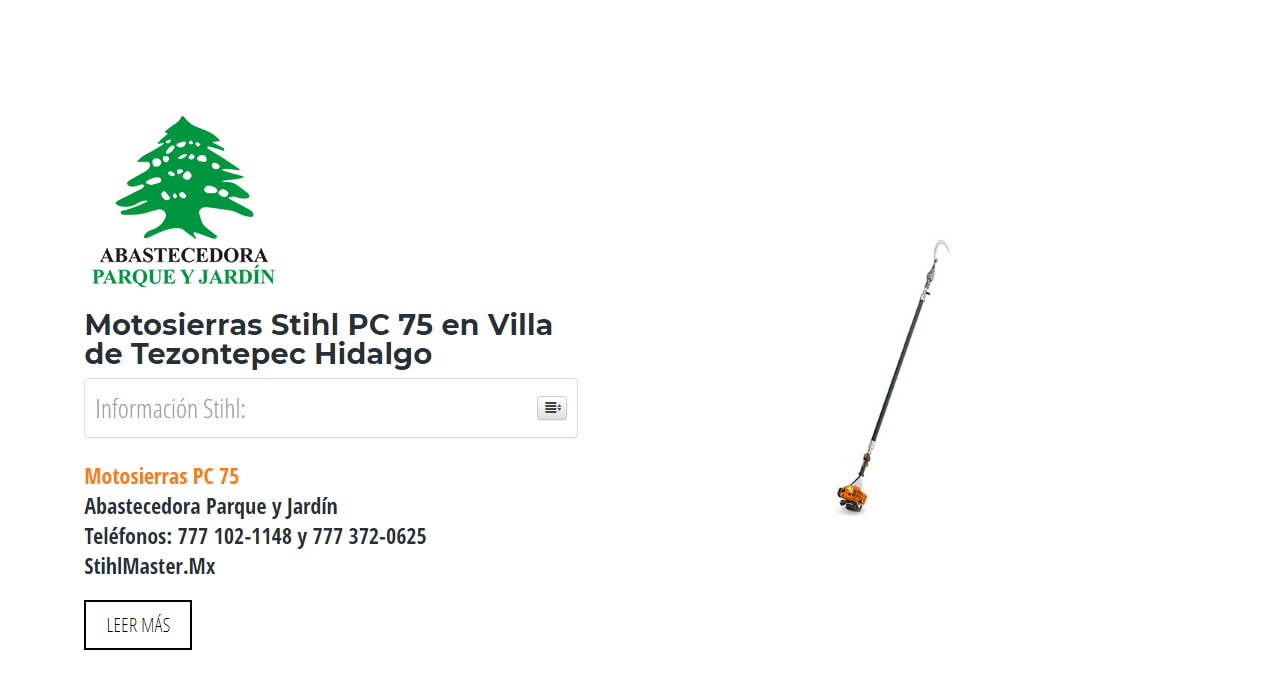 Motosierras Stihl PC 75 en Villa de Tezontepec Hidalgo en Stihl Master contamos con más de 55 Motosierras listas para distribuirse en Hidalgo y todo México.