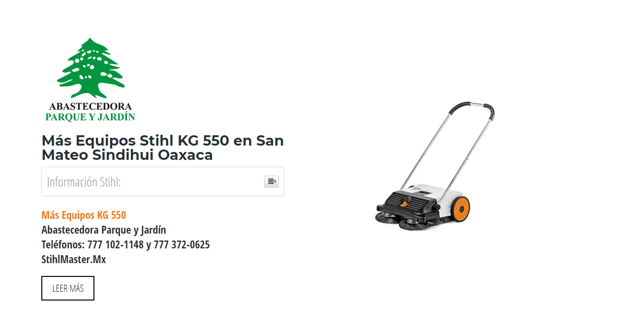 Más Equipos Stihl KG 550 en San Mateo Sindihui Oaxaca en Stihl Master contamos con más de 54 Más Equipos listas para distribuirse en Oaxaca y todo México.