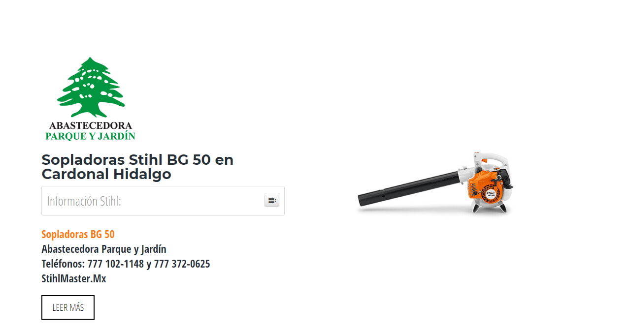 Sopladoras Stihl BG 50 en Cardonal Hidalgo en Stihl Master contamos con más de 43 Sopladoras listas para distribuirse en Hidalgo y todo México.