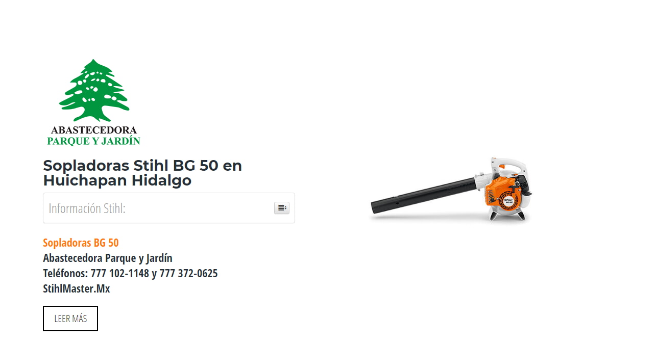 Sopladoras Stihl BG 50 en Huichapan Hidalgo en Stihl Master contamos con más de 44 Sopladoras listas para distribuirse en Hidalgo y todo México.