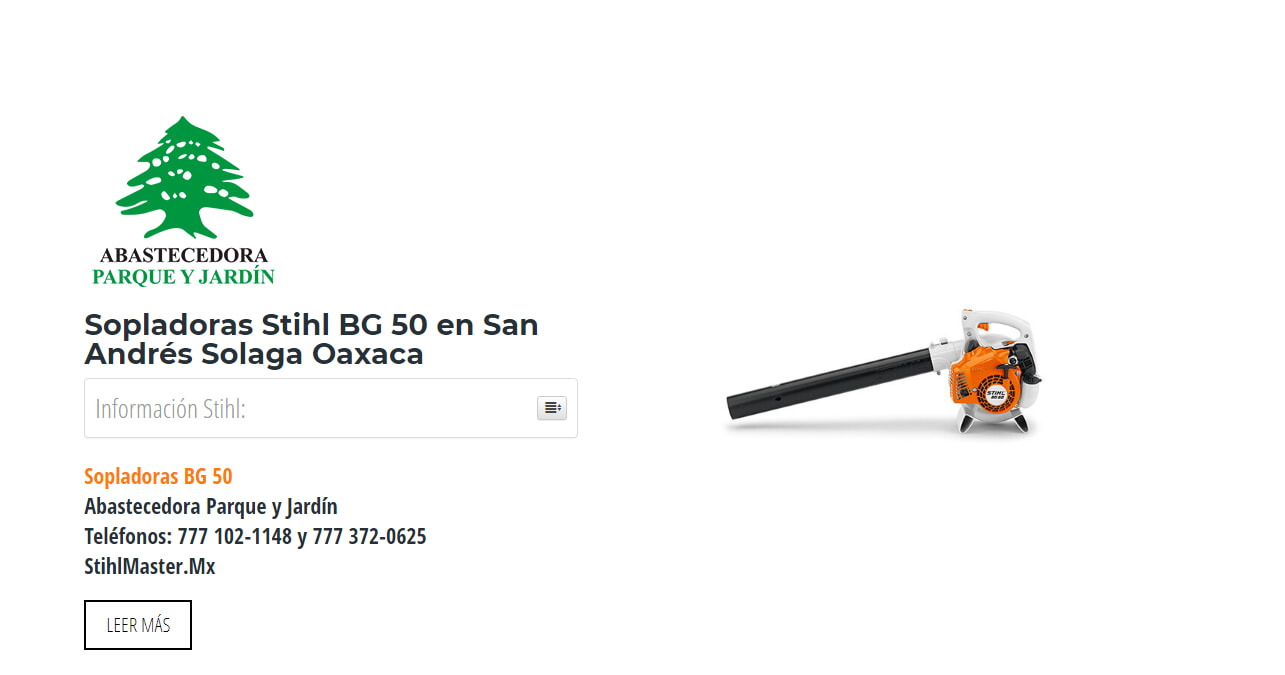Sopladoras Stihl BG 50 en San Andrés Solaga Oaxaca en Stihl Master contamos con más de 51 Sopladoras listas para distribuirse en Oaxaca y todo México.