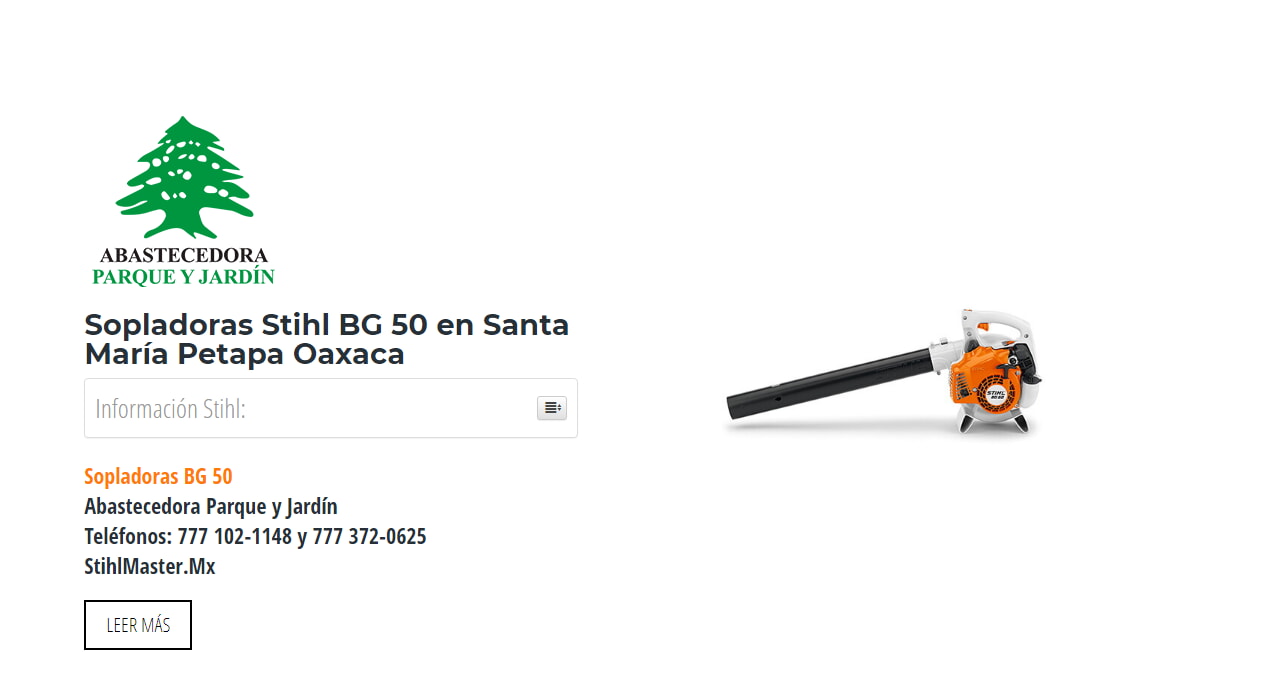 Sopladoras Stihl BG 50 en Santa María Petapa Oaxaca en Stihl Master contamos con más de 52 Sopladoras listas para distribuirse en Oaxaca y todo México.
