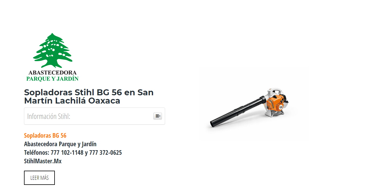Sopladoras Stihl BG 56 en San Martín Lachilá Oaxaca en Stihl Master contamos con más de 52 Sopladoras listas para distribuirse en Oaxaca y todo México.