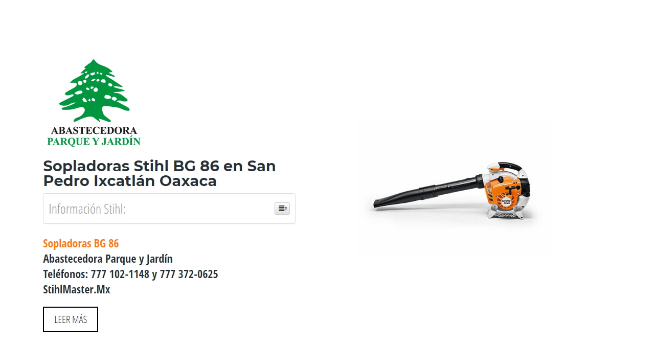 Sopladoras Stihl BG 86 en San Pedro Ixcatlán Oaxaca en Stihl Master contamos con más de 52 Sopladoras listas para distribuirse en Oaxaca y todo México.