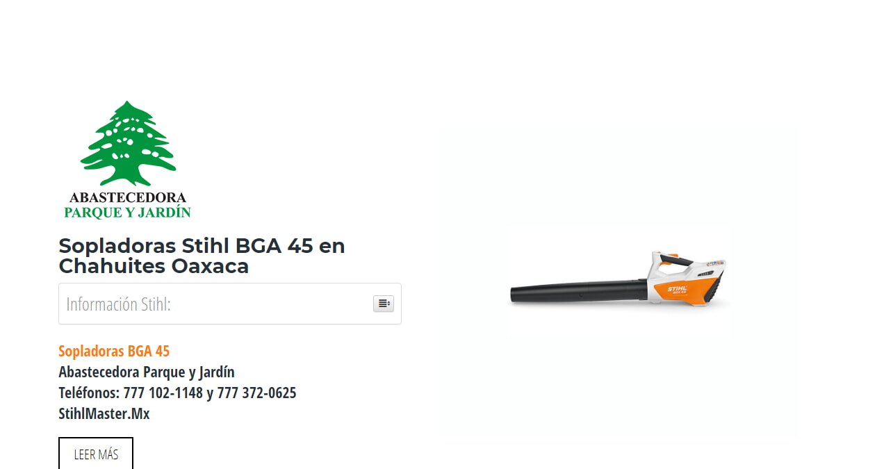 Sopladoras Stihl BGA 45 en Chahuites Oaxaca en Stihl Master contamos con más de 44 Sopladoras listas para distribuirse en Oaxaca y todo México.