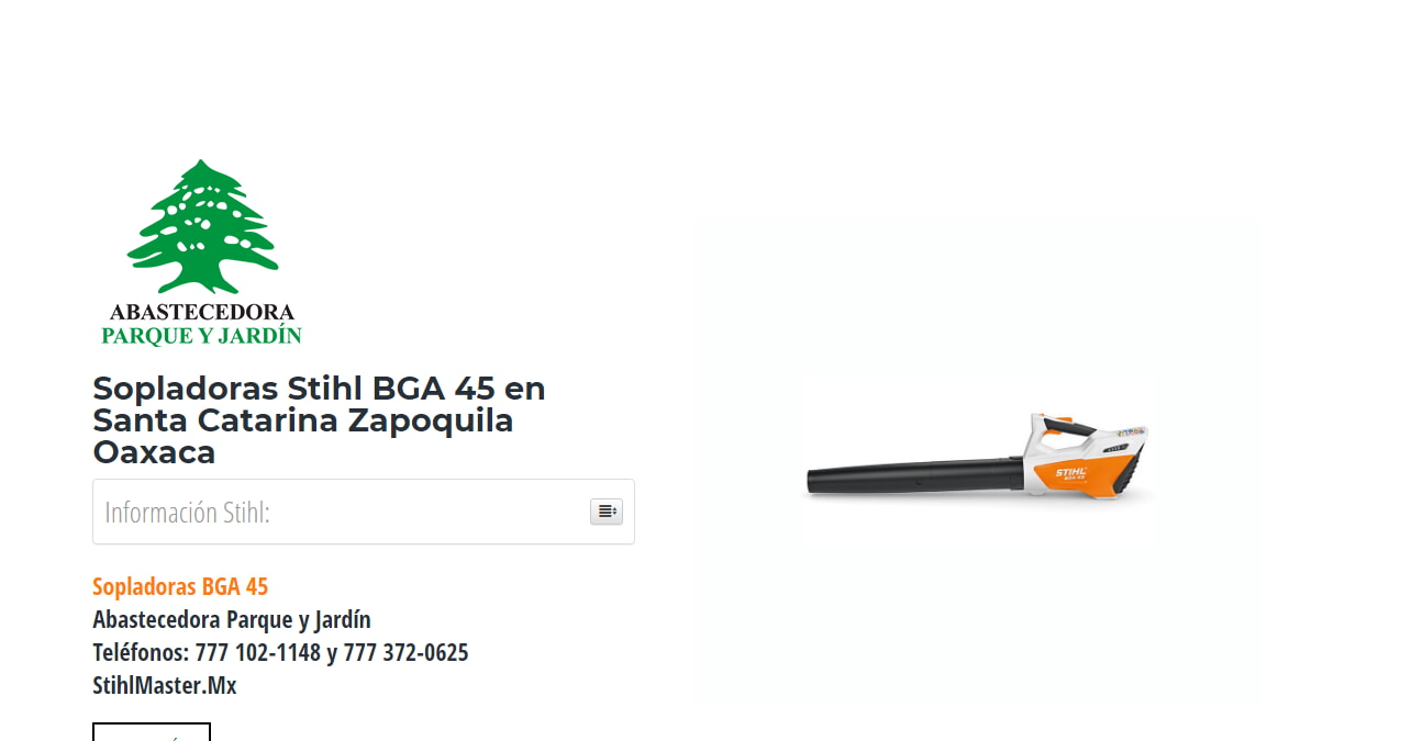 Sopladoras Stihl BGA 45 en Santa Catarina Zapoquila Oaxaca en Stihl Master contamos con más de 59 Sopladoras listas para distribuirse en Oaxaca y todo México.