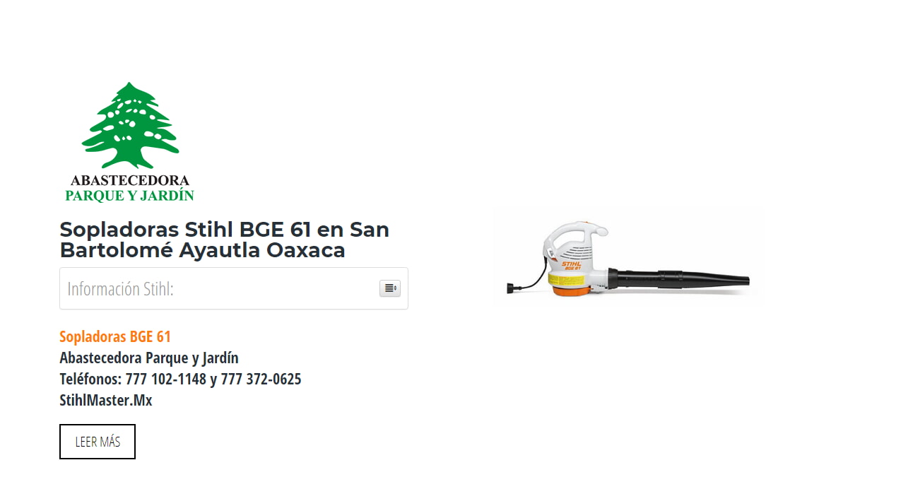 Sopladoras Stihl BGE 61 en San Bartolomé Ayautla Oaxaca en Stihl Master contamos con más de 56 Sopladoras listas para distribuirse en Oaxaca y todo México.