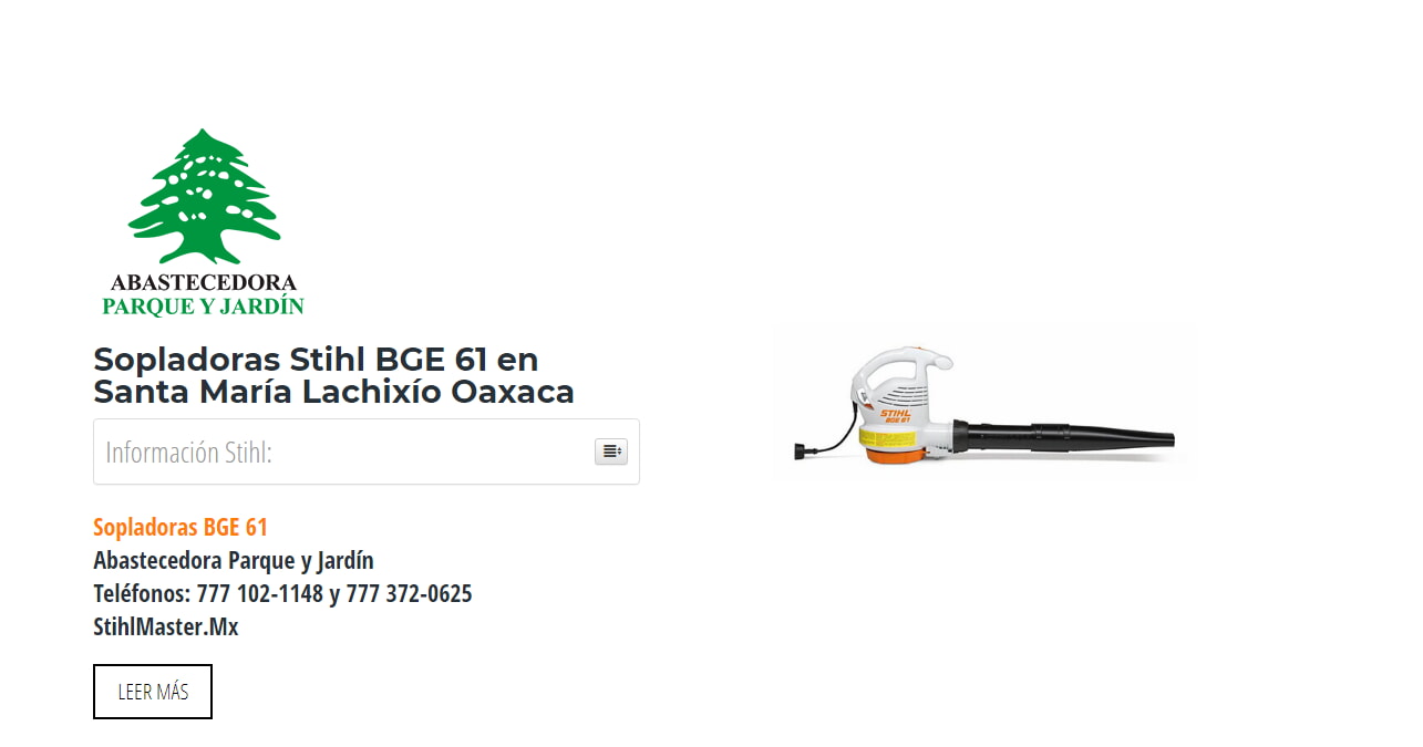 Sopladoras Stihl BGE 61 en Santa María Lachixío Oaxaca en Stihl Master contamos con más de 55 Sopladoras listas para distribuirse en Oaxaca y todo México.