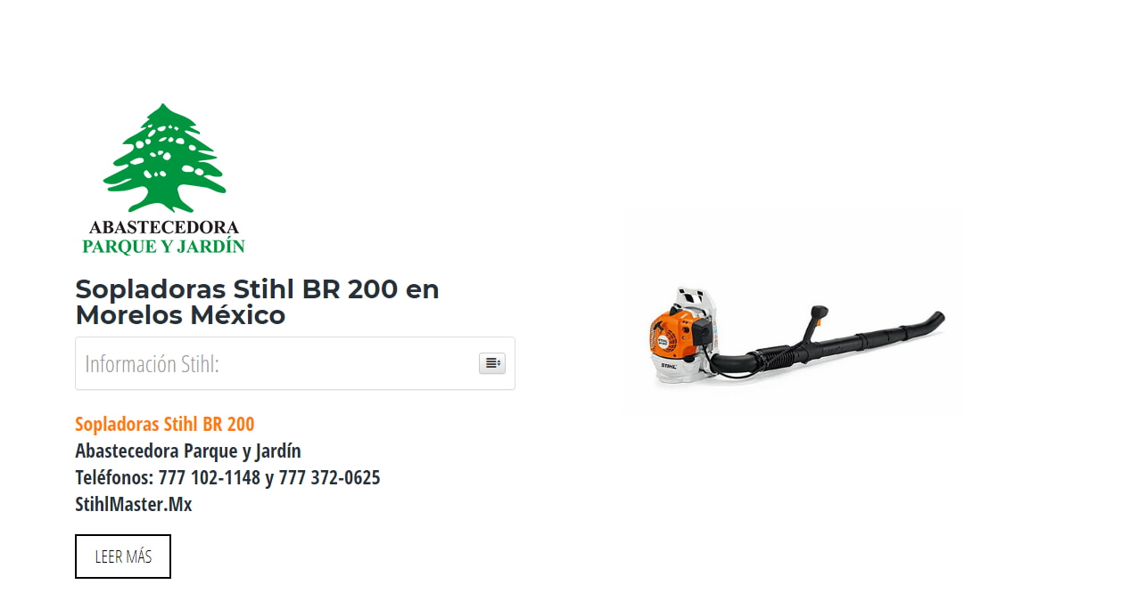 Sopladoras Stihl BR 200 en Morelos México en Stihl Master contamos con más de 41 Sopladoras listas para distribuirse en Morelos y todo México.