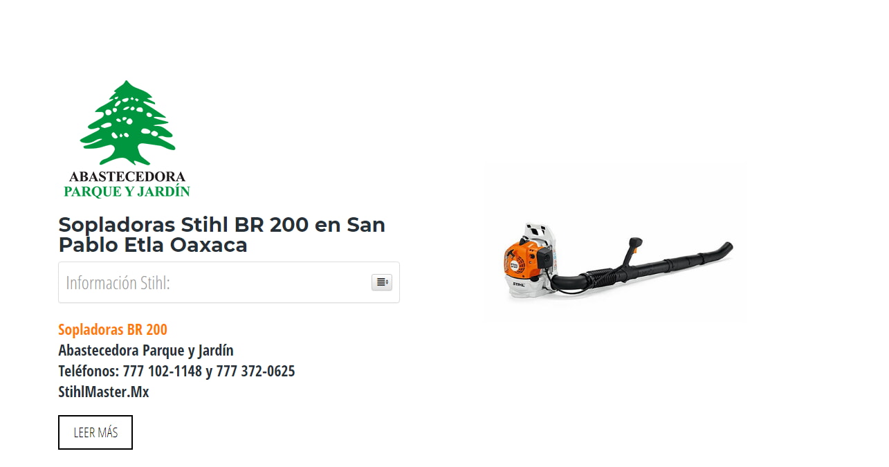 Sopladoras Stihl BR 200 en San Pablo Etla Oaxaca en Stihl Master contamos con más de 49 Sopladoras listas para distribuirse en Oaxaca y todo México.