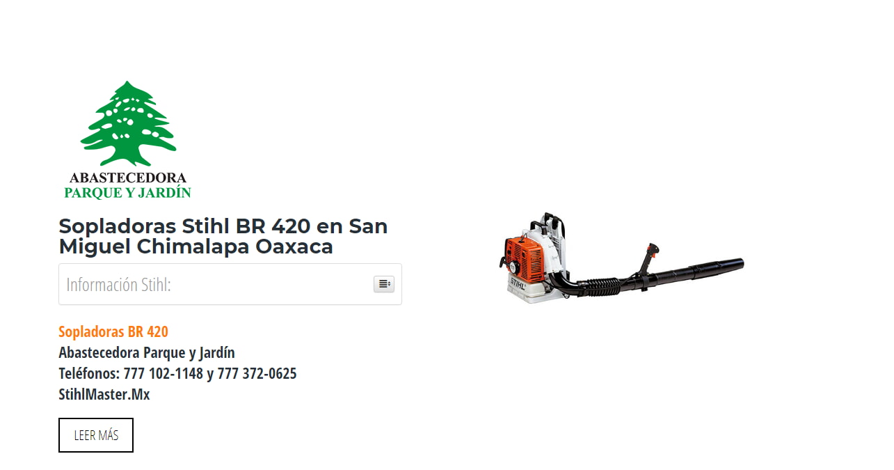 Sopladoras Stihl BR 420 en San Miguel Chimalapa Oaxaca en Stihl Master contamos con más de 55 Sopladoras listas para distribuirse en Oaxaca y todo México.