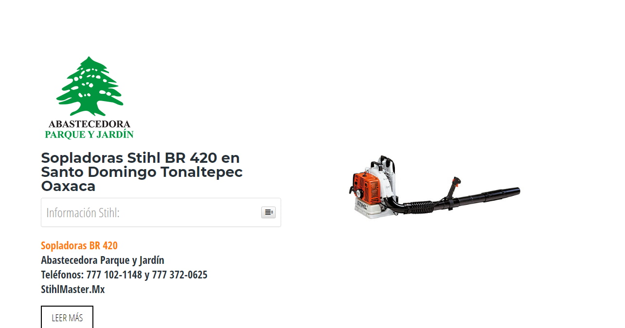 Sopladoras Stihl BR 420 en Santo Domingo Tonaltepec Oaxaca en Stihl Master contamos con más de 59 Sopladoras listas para distribuirse en Oaxaca y todo México.