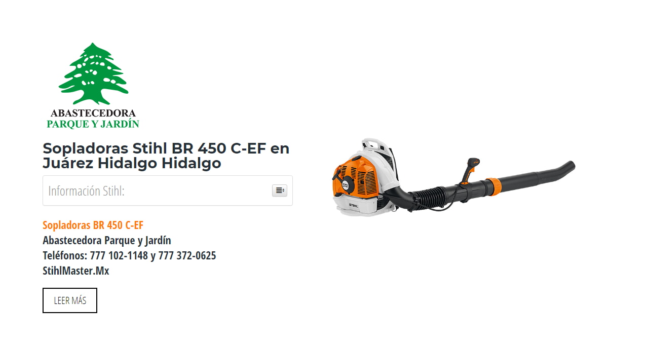 Sopladoras Stihl BR 450 C-EF en Juárez Hidalgo Hidalgo en Stihl Master contamos con más de 55 Sopladoras listas para distribuirse en Hidalgo y todo México.
