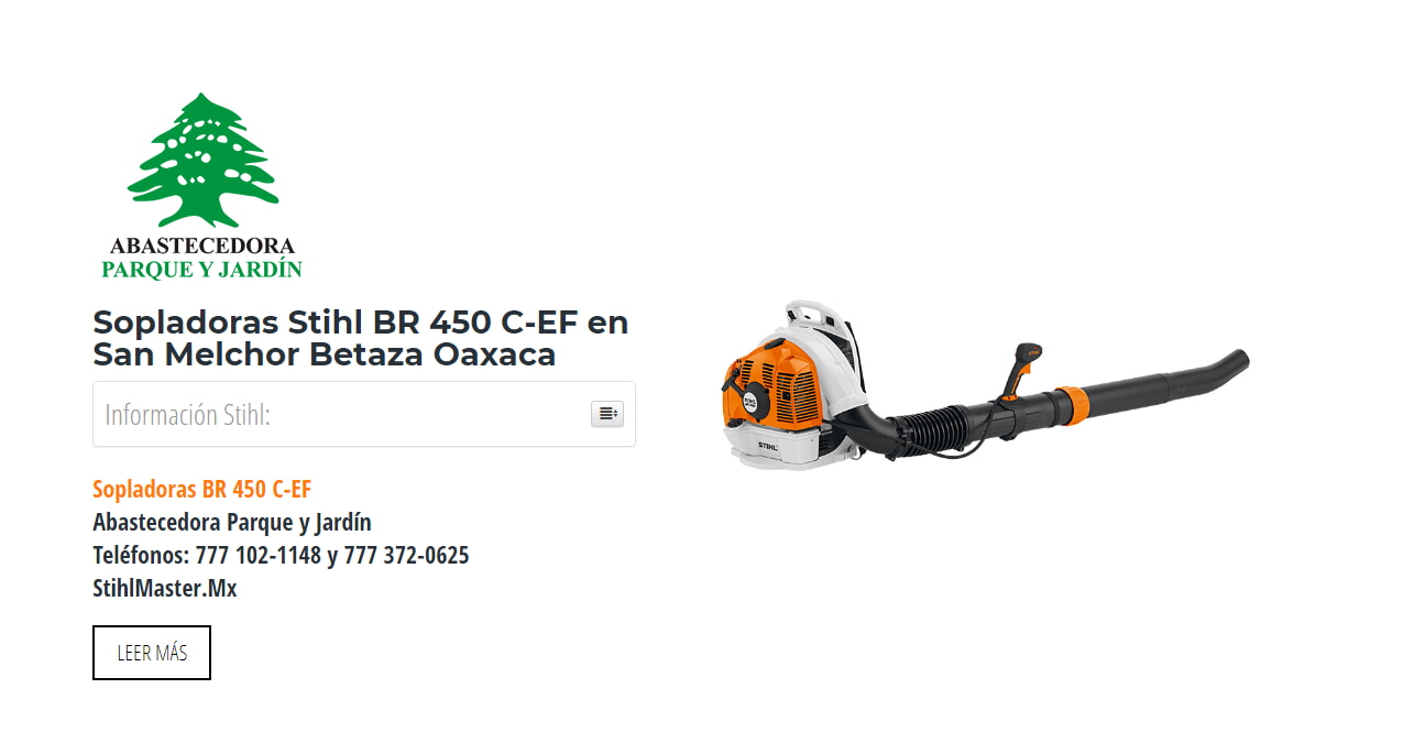 Sopladoras Stihl BR 450 C-EF en San Melchor Betaza Oaxaca en Stihl Master contamos con más de 58 Sopladoras listas para distribuirse en Oaxaca y todo México.