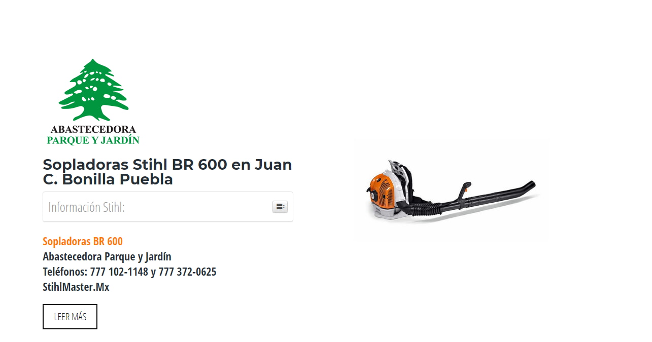 Sopladoras Stihl BR 600 en Juan C. Bonilla Puebla en Stihl Master contamos con más de 50 Sopladoras listas para distribuirse en Puebla y todo México.