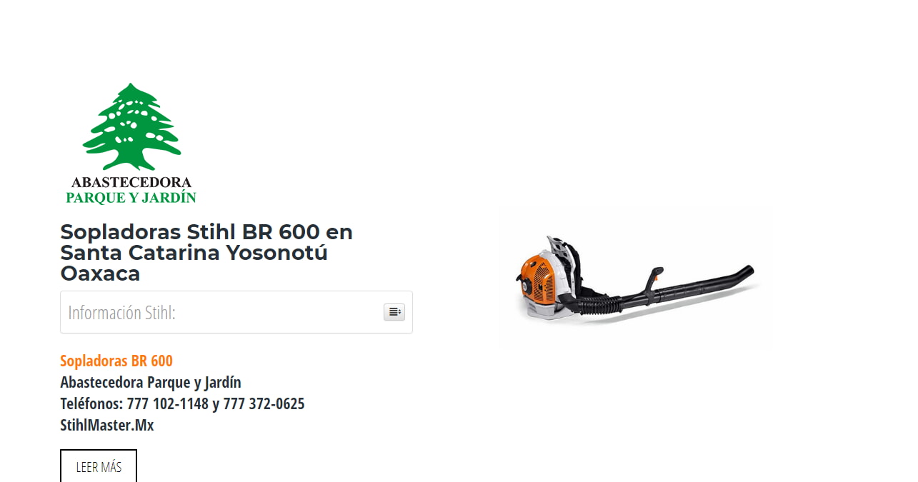 Sopladoras Stihl BR 600 en Santa Catarina Yosonotú Oaxaca en Stihl Master contamos con más de 58 Sopladoras listas para distribuirse en Oaxaca y todo México.