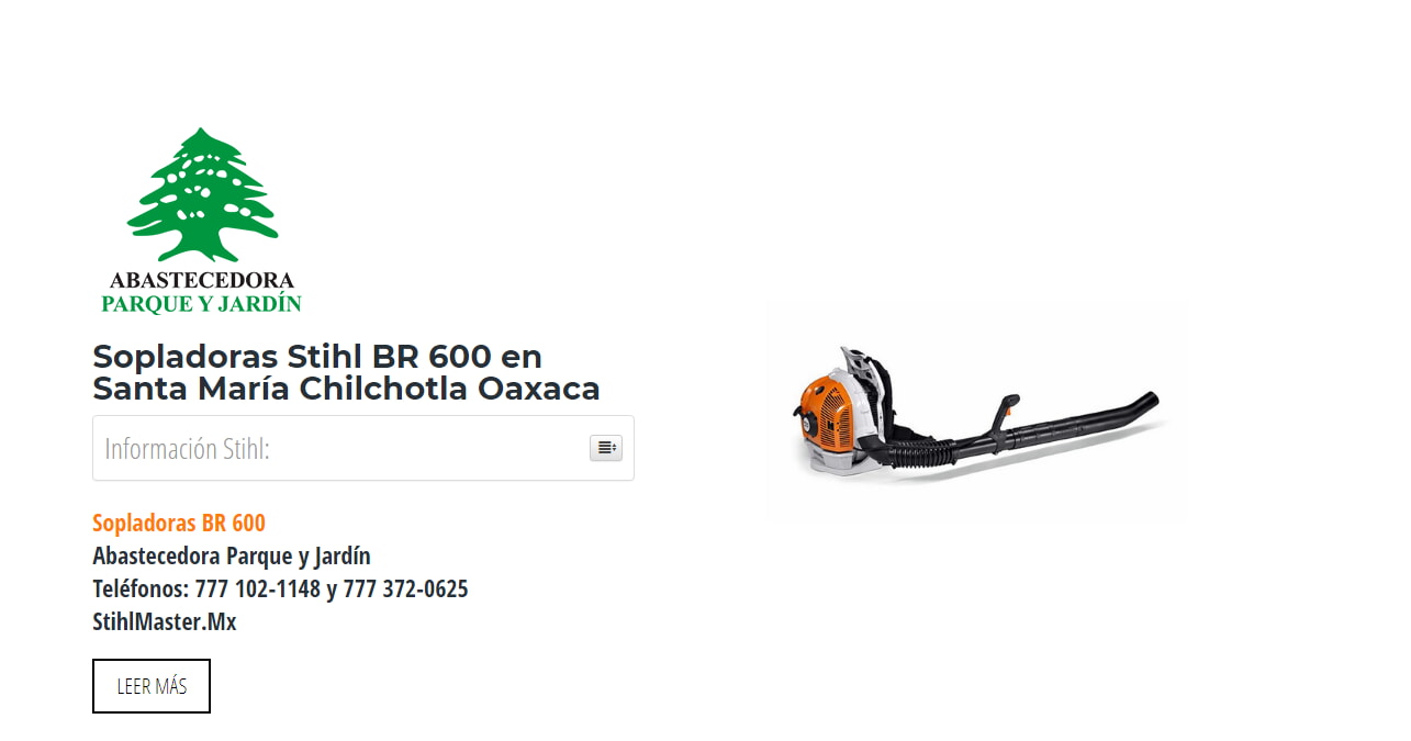 Sopladoras Stihl BR 600 en Santa María Chilchotla Oaxaca en Stihl Master contamos con más de 57 Sopladoras listas para distribuirse en Oaxaca y todo México.