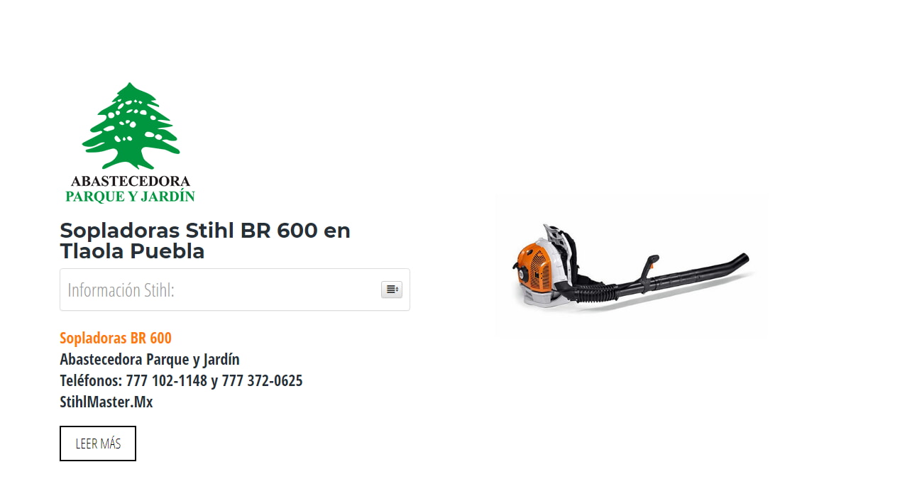 Sopladoras Stihl BR 600 en Tlaola Puebla en Stihl Master contamos con más de 41 Sopladoras listas para distribuirse en Puebla y todo México.