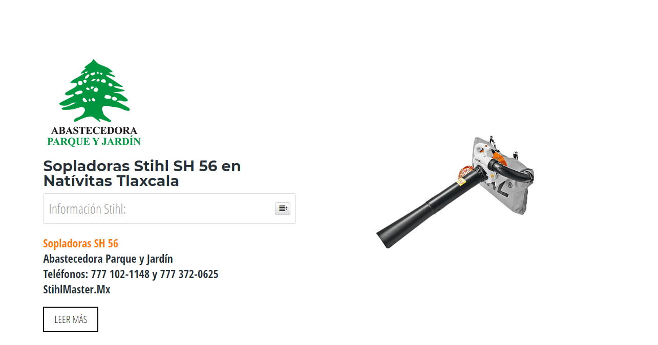 Sopladoras Stihl SH 56 en Natívitas Tlaxcala en Stihl Master contamos con más de 45 Sopladoras listas para distribuirse en Tlaxcala y todo México.