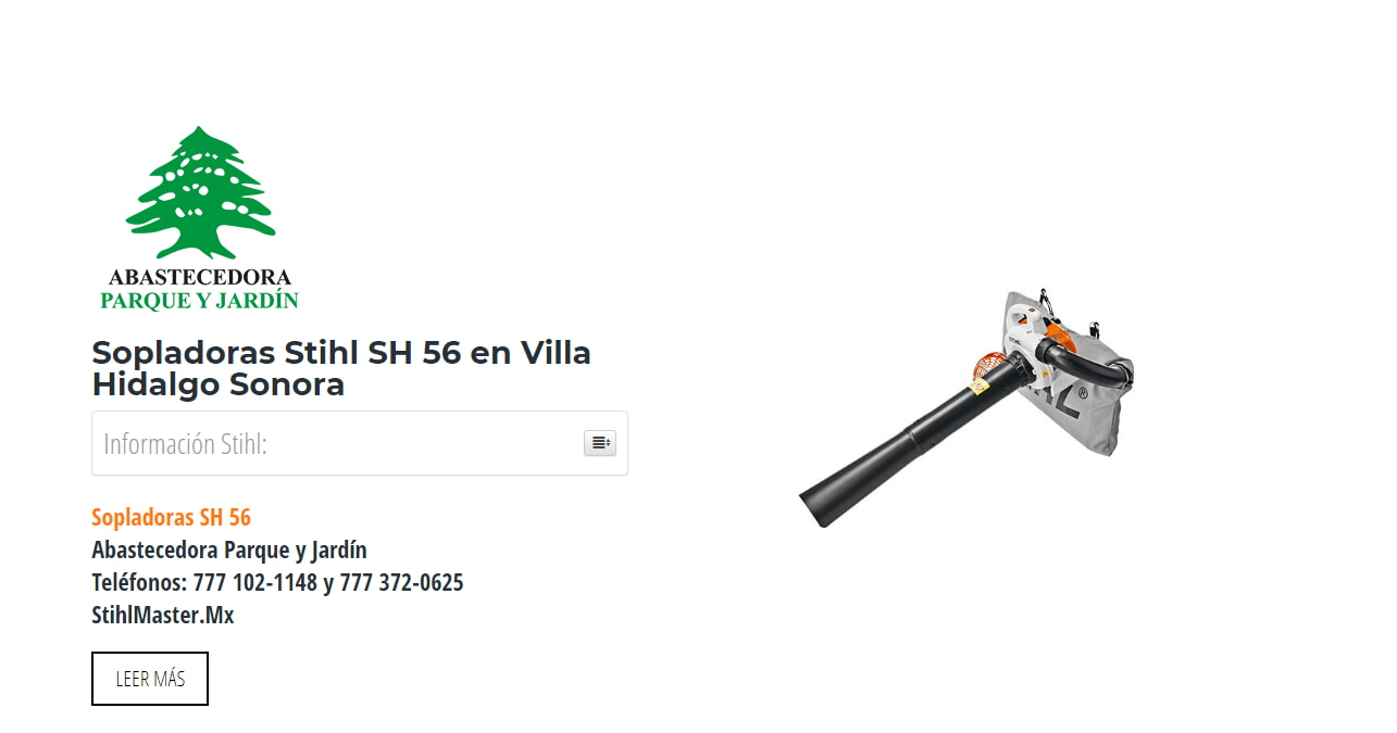 Sopladoras Stihl SH 56 en Villa Hidalgo Sonora en Stihl Master contamos con más de 47 Sopladoras listas para distribuirse en Sonora y todo México.