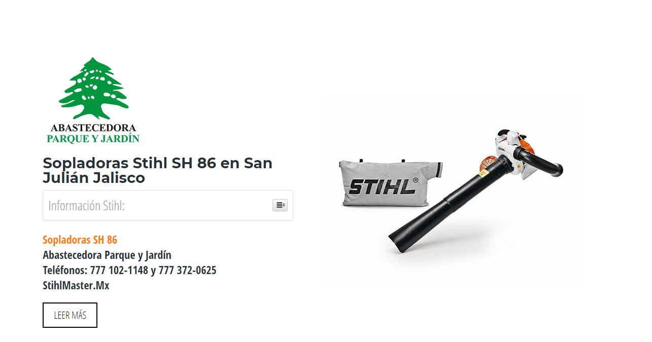 Sopladoras Stihl SH 86 en San Julián Jalisco en Stihl Master contamos con más de 45 Sopladoras listas para distribuirse en Jalisco y todo México.