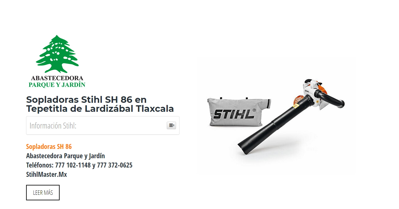 Sopladoras Stihl SH 86 en Tepetitla de Lardizábal Tlaxcala en Stihl Master contamos con más de 59 Sopladoras listas para distribuirse en Tlaxcala y todo México.