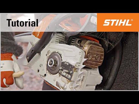 Removing and cleaning the chain sprocket cover, guide bar and saw chain of a STIHL chainsaw