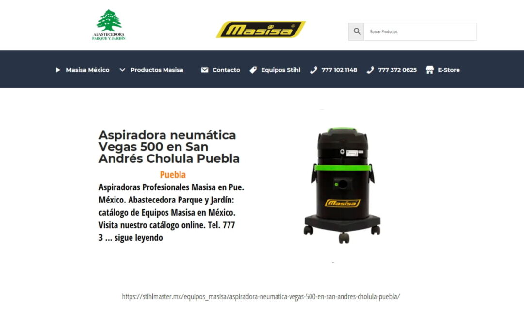 Aspiradora neumática Vegas 500 en San Andrés Cholula Puebla