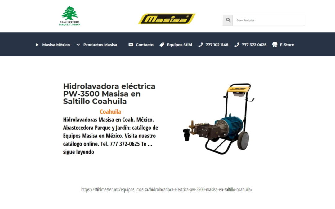 Hidrolavadora eléctrica PW-3500 Masisa en Saltillo Coahuila