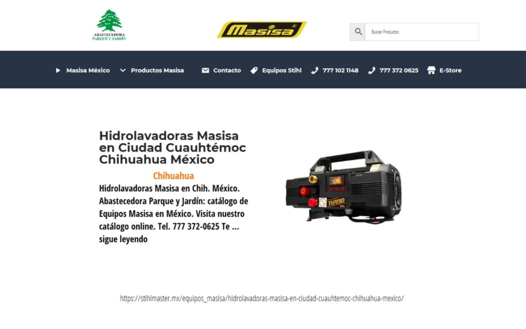 Hidrolavadoras Masisa en Ciudad Cuauhtémoc Chihuahua México