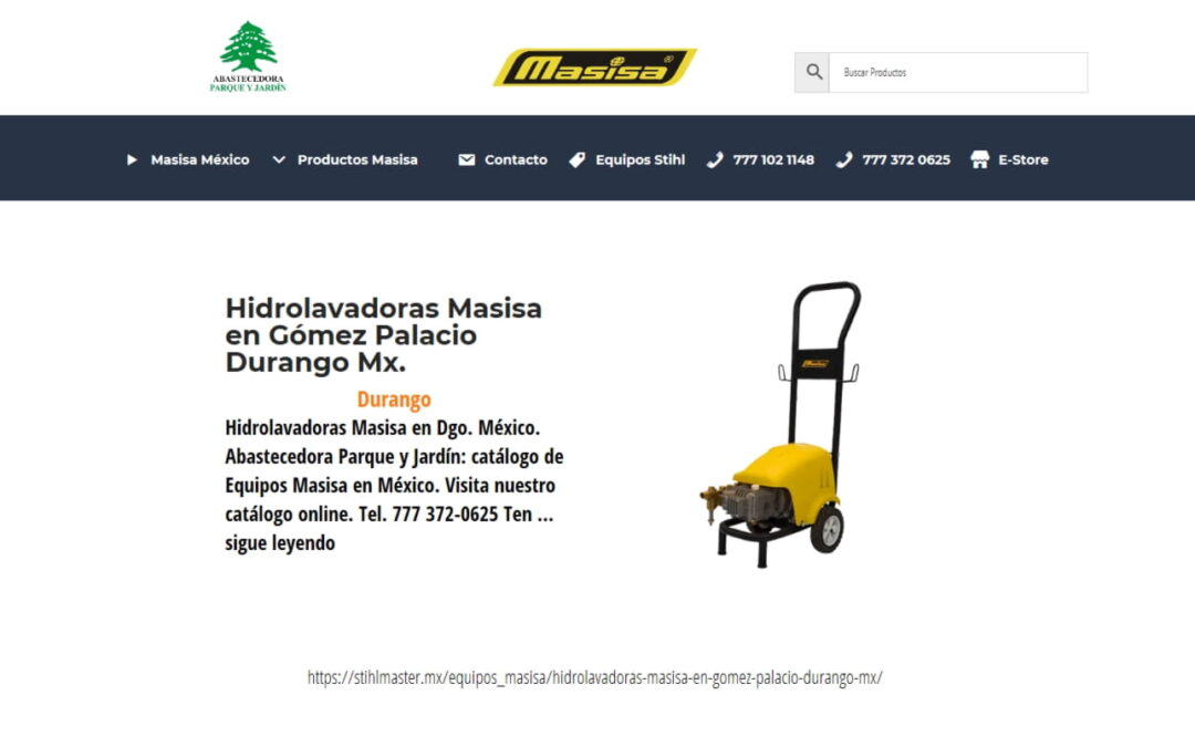 Hidrolavadoras Masisa en Gómez Palacio Durango Mx.