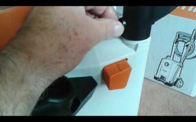Stihl RE120 pressure washer unboxing and assembly.
